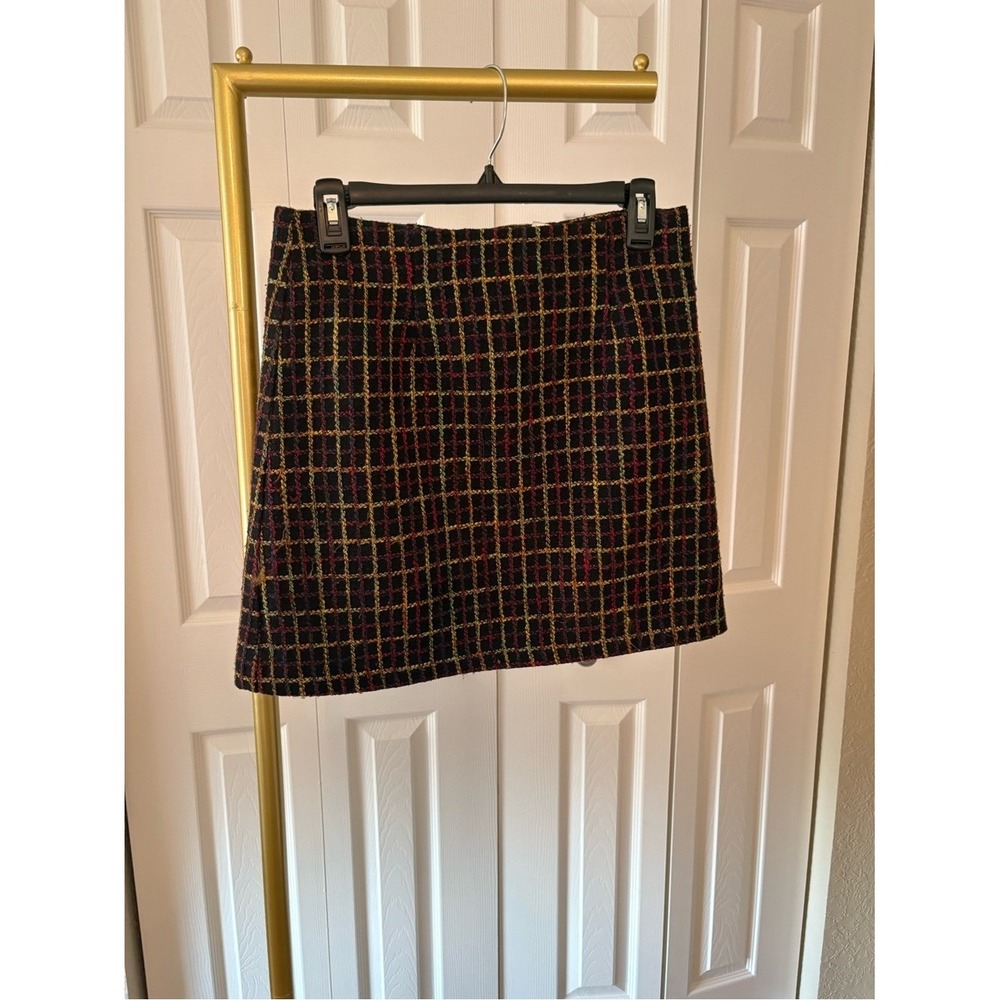 Anthropologie Hutch Tweed Windowpane Skirt Mini Multicolor Plaid, Old Money